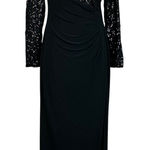 Ralph Lauren  Women's Formal Dress Size 8 Black Sequined Long Sleeve Sheath Gown Photo 0