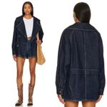 Free People  Denim Car Coat Large NWOT Photo 2