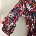 VINTAGE 70s Samuel Floral Boho Midi Dress – Cottagecore dagger collar Tropical Green Size M Photo 3