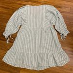 Suzanne Betro Striped Mini Dress Womens Size Large Green White Tie Sleeve Casual Photo 3