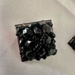 Liz Claiborne  black square cluster beaded clip earrings Photo 5