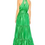 Mac Duggal 50658 Green Satin Tiered Sleeveless Halter Gown Size 4 NWT Photo 1
