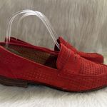 Franco Sarto Sarto Red Suede Perforated Leather Loafers 8.5 Photo 0