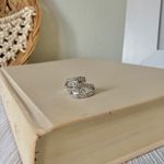 Boutique Silver Sparkly Multi Layered Four Shank Folded Ring “Nazarin” Pave Inset Rhinestone Jewelry Photo 1