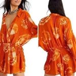 Free People  Marla Printed Shortall Orange Tie Dye Romper Size Medium Photo 1