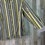 Jones New York  3X Striped Navy, Lime & White Button Front Shirt Long Sleeves Photo 4