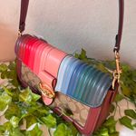 Coach  GEORGIE SHOULDER BAG SIGNATURE CANVAS-RAINBOW LINEAR QUILTING C1530 Photo 8