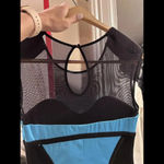 Bebe Melany Mesh Top Satin Stretch Turquoise Black Bodycon Pencil Dress XS NWT Photo 11