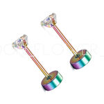 Tiny Rainbow CZ Flat Back Earrings Green Photo 0