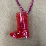 Pink Cowboy Boot Charm Necklace Fun Fiesta Party Accessory Plastic Shot Glass Photo 0