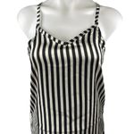 NEW Bella Black White Silk Satin Stripe Sleeveless Tank Shorts Pajama 2 Pc Set M Size M Photo 2