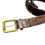 Brown Leather Woven Belt Plus Size 1X Gold Buckle Women's 47 Inch Western Trendy Photo 2