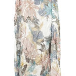 Lungo L'arno Women 100% Linen Beachy Leaf Floral Tropical Print Dress Size S Blue Photo 0