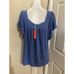 Sundry  Top Blouse Womens Smocked Elastic Neckline Short Flutter Sleeve Flowy M Photo 4