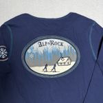 Sundance Alp N Rock Womens Nelia Henley Shirt Size L Navy Ski Embroidered Nordic Photo 2