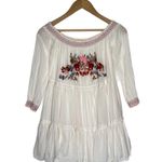 Free People Dress Womens XS Sunbeams Mini Embroidered Smocked Neck Sleeves White Photo 8