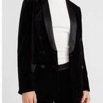 EXPRESS NEW Sz Small S Double Breasted Blazer in Black Tie Velvet Tux Satin Photo 0