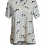 Chico's Size 1 M White Cheetah Print V Neck Short Sleeve T Shirt Top Photo 0