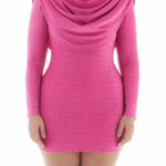 LBV.‎ Cowlneck Sparkle Drape Mini Dress in Pink NWT Sz 4 Photo 0