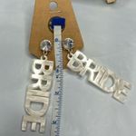 New BRIDE Earrings! White Acrylic Letters with rhinestones/gold tone setting Gold Photo 3