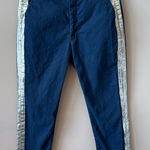 MOTHER Women’s Shaker Prep Fray Pant in Navy and Silver Size 30 Blue Photo 0