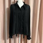 Forever 21 Boho Chic Black Ruffle Lace Blouse Sz Medium Photo 2