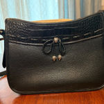 Brighton  Emma Embossed‎ Croc Pebbled Leather Shoulder Bag Adjustable Strap Black Photo 0