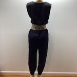 Cien Size Medium Black Satin 2Pc Pant Set With Geometric Elastic Waist. Preloved Photo 6