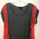 AQUA Color Block Scoop Neck Chiffon Top Size S Photo 2