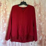 Zac and Rachel  Red Embroidered Hem Convertible Sleeve Blouse Photo 1