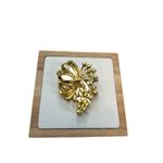 Topaz Rhinestone Gold Flower Bouquet Brooch Pin Costume Jewelry Brown Photo 1