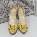 Gucci Patent Leather Ankle Strap Wedges in Pastel Yellow Size 8 1/2 Photo 2