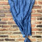 Eshakti  Blue Chambray Denim Short Puff Sleeve Wrap Top Women's Size 10 Medium Photo 3