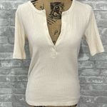 J.Crew Cream Ribbed Elbow-Sleeve Henley Photo 0