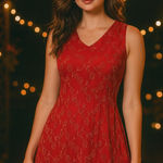 Y2K Womens Ethereal Mesh Dress Medium Cottage Fairy Grunge Artsy Glam HOCO Red Photo 0