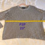 DKNY Jeans 100% Cotton Gray & Metallic Silver Animal Print Size L Crew Sweater Photo 11