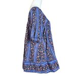 Free People  Retro 70s Bohemian Vintage Lover Blouse Dutch Blue Combo Medium Photo 10