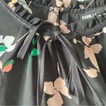 Karl Lagerfeld  Floral Black Blouse Long Bell Sleeves Tie Bow Button Keyhole NWT Photo 11