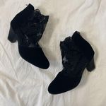 NEW Black Faux Suede Renaissance Fair Witchy Wench Sheer Lace Boots 9 Photo 2
