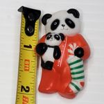 Vtg Christmas Panda Pin Brooch Fun World Holiday Teddy Bear 1980s 2" Photo 3