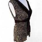 Max Studio  Y2K 2000'S MESH LAYERED BROWN NEUTRAL GRAPHIC TANK BLOUSE X SMALL NWT Photo 5