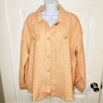Lime Lush Andree Oversized Pearl Button Down Tweed Shacket Peach M Photo 2