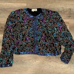 Laurence Kazar New York ladies Rare 90 Vintage Top Sequin Crop Blazer Size Large Photo 0