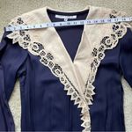 Vintage Nancy Johnson Navy Blue Midi Dress with Buttons and Lace Collar/Lapel Size 4 Photo 9