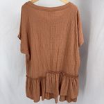 Free People  Beach Peach Ruffle Babydoll Shirt Mini Dress Boho Size Medium Photo 4