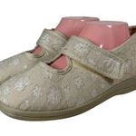 Cosyfeet Margaret Neutral Floral Mary Jane Shoes Size 9 Extra Wide 6E Photo 0