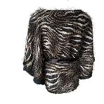 Alberto Makali Vintage 90s Shaggy Zebra Boatneck Poncho Sweater, Sz S/M Photo 3
