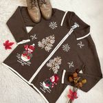 Y2k vintage C.B. Career snowman holiday embroidered Christmas zip up jacket Brown Size M Photo 10