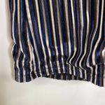 EPIK Black Blue Striped Puff Shoulder Long Sleeve Blouse Women's Size Medium M Photo 3