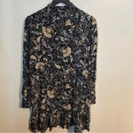 Michael Stars Dress Kita Floral Black Tan Keyhole Long Sleeve Paisley Cocktail Photo 6